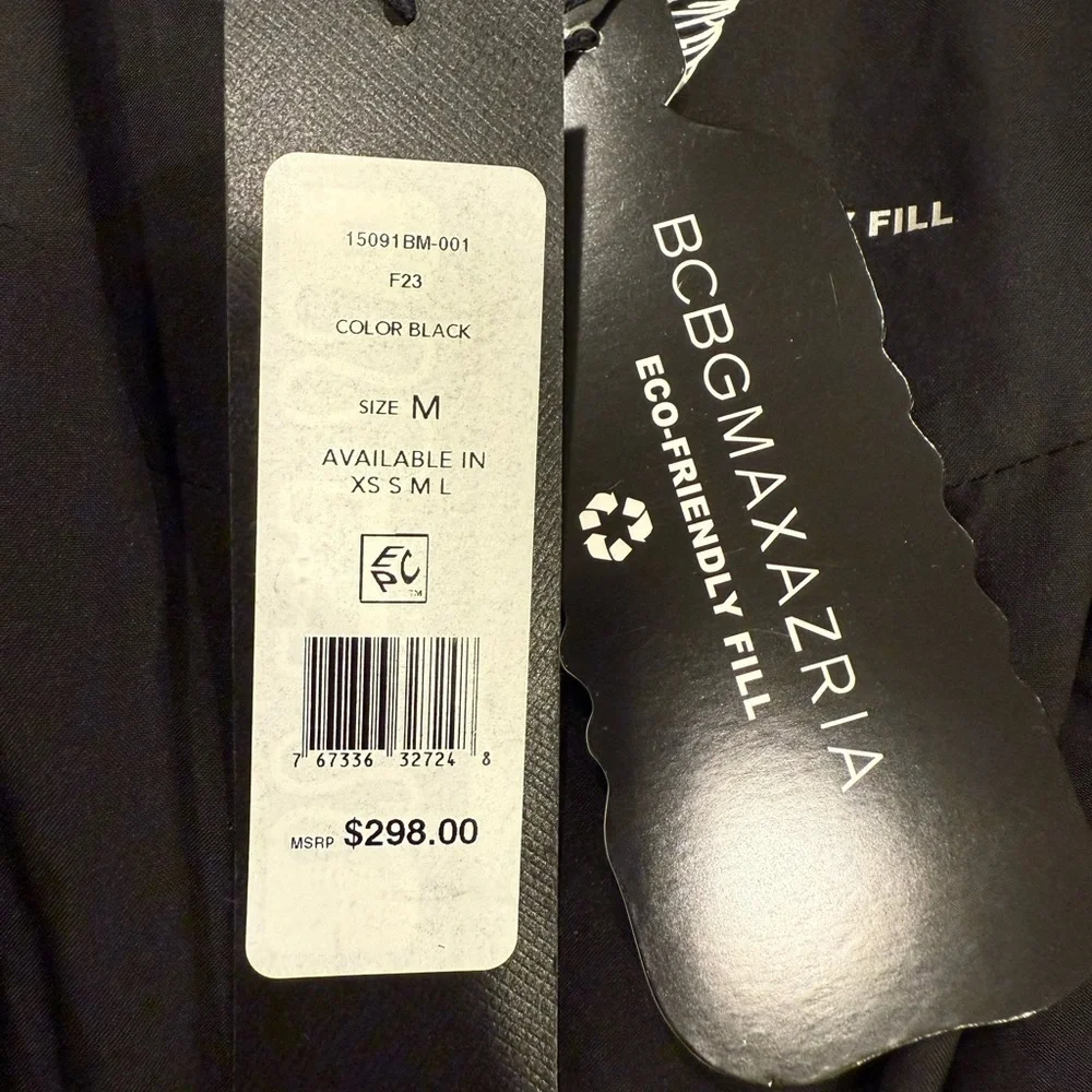 BCBGMaxAzria Women's Coat Black Quilted Double-Breasted Puffer - Picture 4 of 14